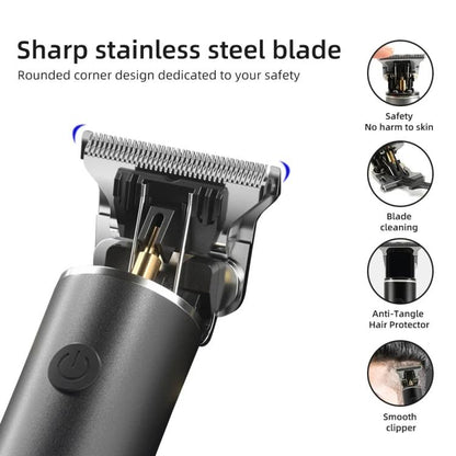 Rechargeable Haircut Kit Hair Clippers For Men - Zero Blade Trimmer For Vintage Oil Head & Bald Head Styles(Dark Metallic Gray) by bashfashion