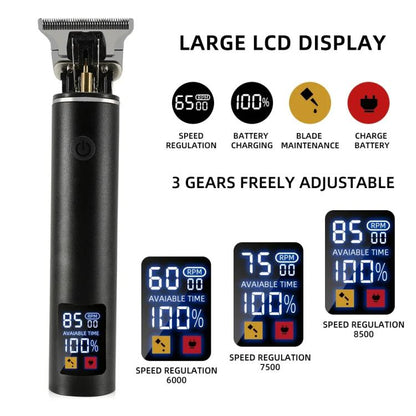 Rechargeable Haircut Kit Hair Clippers For Men - Zero Blade Trimmer For Vintage Oil Head & Bald Head Styles(Wood Grain) by bashfashion