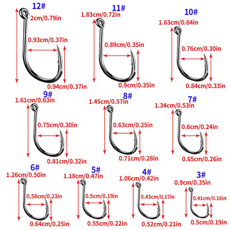 500pcs / Box HENGJIA FH032 3-12# Outdoor Fishing Single Hook With Ring by HENGJIA