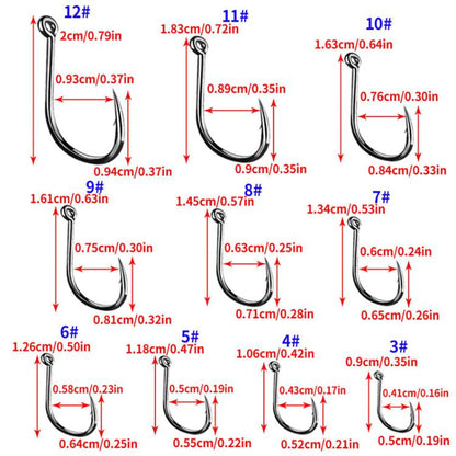 500pcs / Box HENGJIA FH032 3-12# Outdoor Fishing Single Hook With Ring by HENGJIA