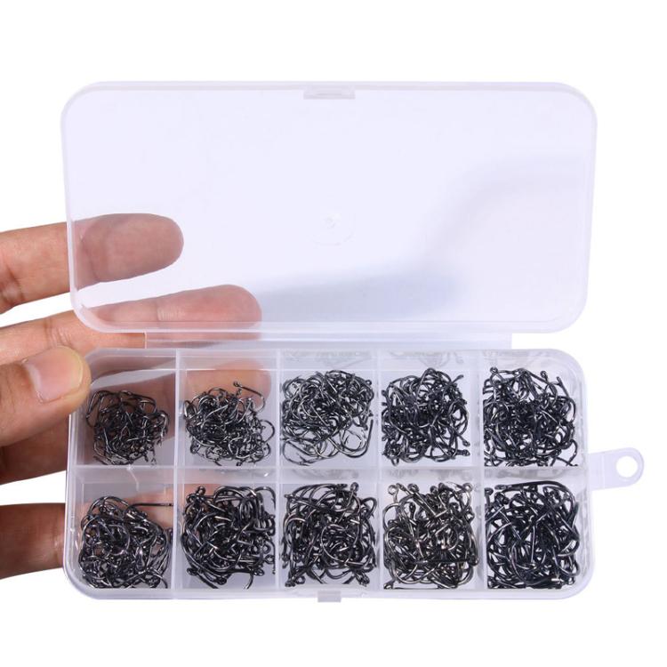 500pcs / Box HENGJIA FH032 3-12# Outdoor Fishing Single Hook With Ring by HENGJIA