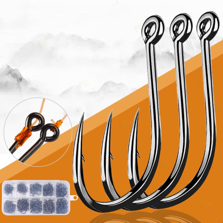 500pcs / Box HENGJIA FH032 3-12# Outdoor Fishing Single Hook With Ring by HENGJIA