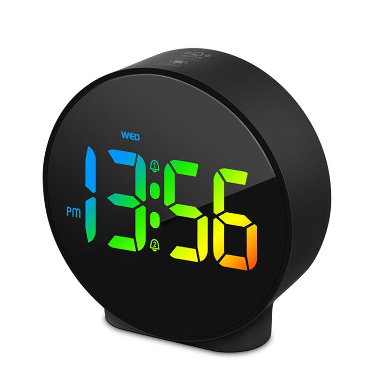 EDUP EH-8816 Simple Digital Electronic Clock Night Light Battery Plug-in Dual Power Mode Alarm Clock(Black Case Colorful Letter) by EDUP