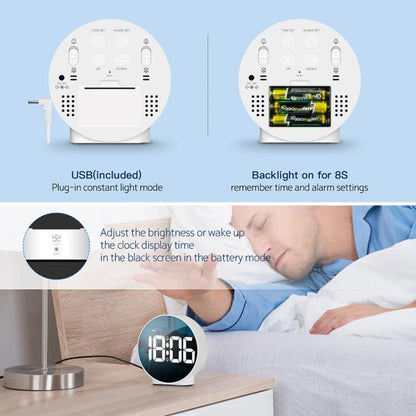 EDUP EH-8816 Simple Digital Electronic Clock Night Light Battery Plug-in Dual Power Mode Alarm Clock(Black Case Colorful Letter) by EDUP