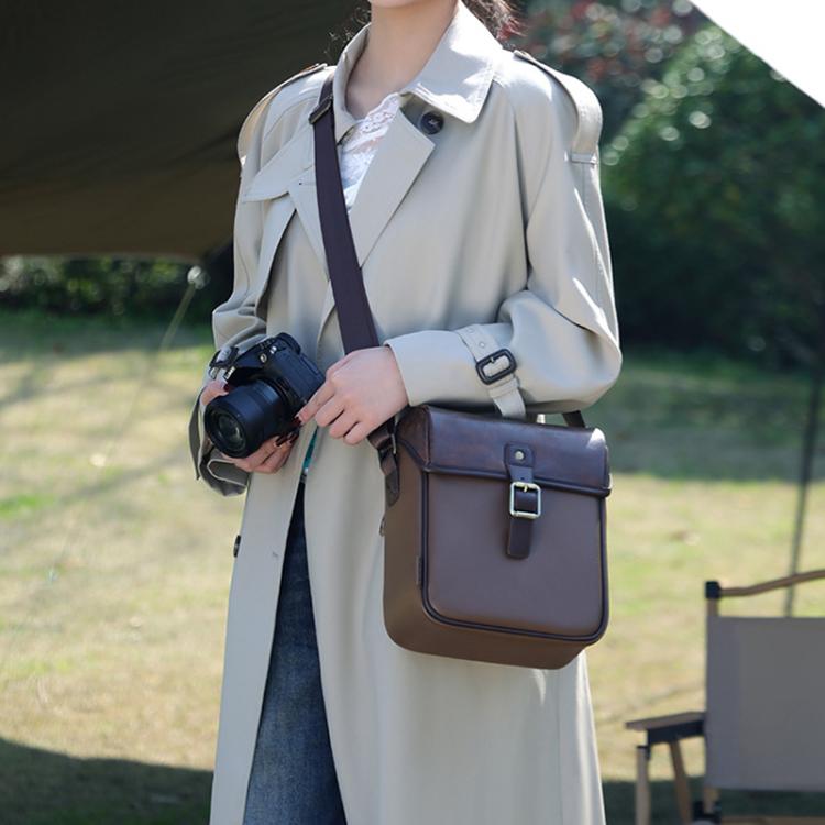 Cwatcun D185 Medium Shoulder Leisure Camera Bag Vintage PU Waterproof Micro SLR Camera Storage Bag(Brown) by Cwatcun