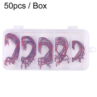 HENGJIA FH013 50pcs / Box Outdoor Fishing Cranked Stripers Hook Set, Color: Red by HENGJIA