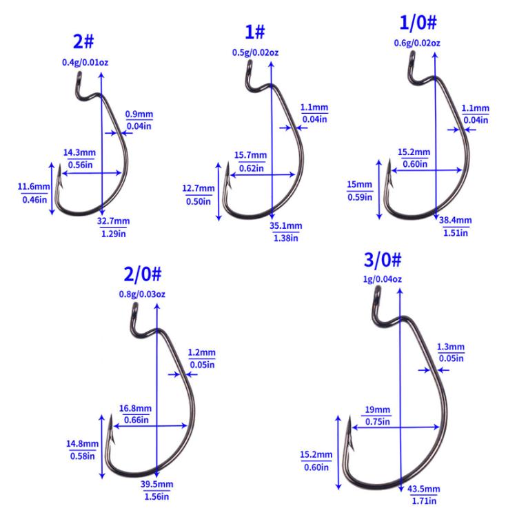HENGJIA FH013 50pcs / Box Outdoor Fishing Cranked Stripers Hook Set, Color: Black by HENGJIA