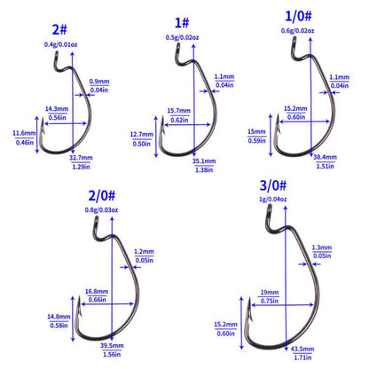 HENGJIA FH013 50pcs / Box Outdoor Fishing Cranked Stripers Hook Set, Color: Red by HENGJIA