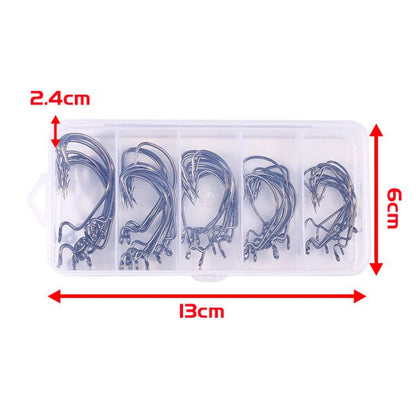 HENGJIA FH013 50pcs / Box Outdoor Fishing Cranked Stripers Hook Set, Color: Red by HENGJIA
