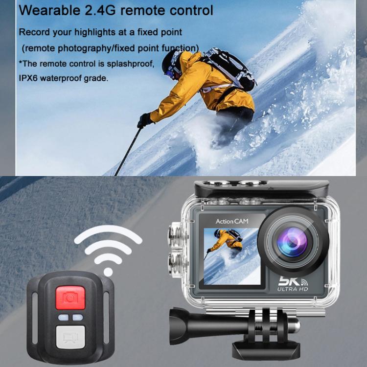 M40TRW With Touch Screen + Remote Control + Microphone 5K Action Camera Anti-Shake Outdoor HD Shooting Cycling Recorder Under Dive Camera by bashfashion