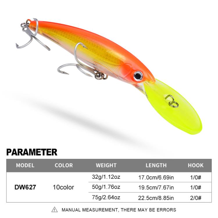 PROBEROS DW627 Long-Distance Casting Large Minnow Lure Fishing Bionic Bait, Style: D(22.5cm/75g) by PROBEROS