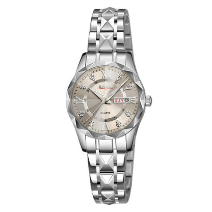SKMEI Business Casual Watches Diamond Case Luminous Waterproof Quartz Watch, Style: Women Silver Case Gray Dial by SKMEI