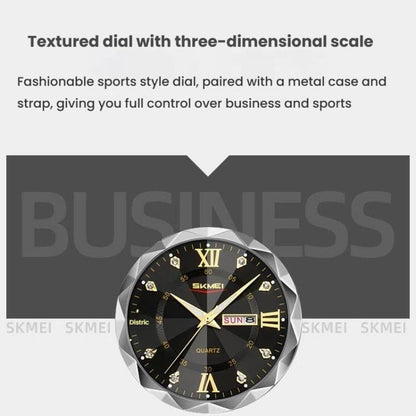 SKMEI Business Casual Watches Diamond Case Luminous Waterproof Quartz Watch, Style: Men Silver Case Blue Dial by SKMEI
