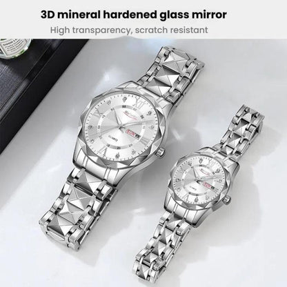 SKMEI Business Casual Watches Diamond Case Luminous Waterproof Quartz Watch, Style: Women Silver Gold Strap Silver Dial by SKMEI