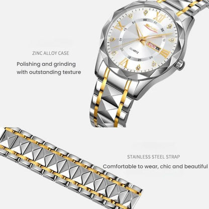 SKMEI Business Casual Watches Diamond Case Luminous Waterproof Quartz Watch, Style: Men Silver Case Blue Dial by SKMEI