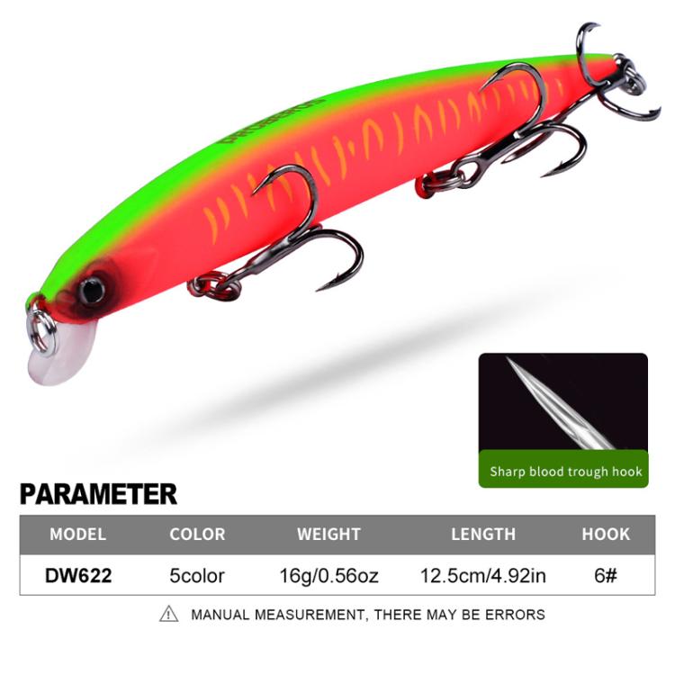 PROBEROS DW622 12.5cm-16g Submerged Minnow Lure All-Purpose Sea Fishing Plastic Bionic Hard Bait(A) by PROBEROS