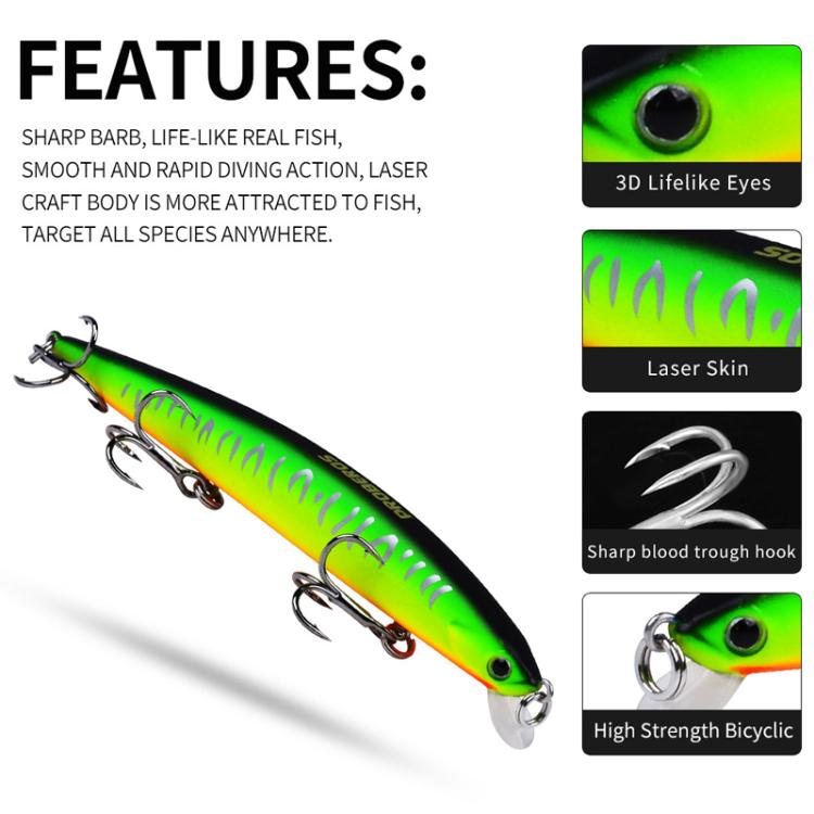 PROBEROS DW622 12.5cm-16g Submerged Minnow Lure All-Purpose Sea Fishing Plastic Bionic Hard Bait(C) by PROBEROS