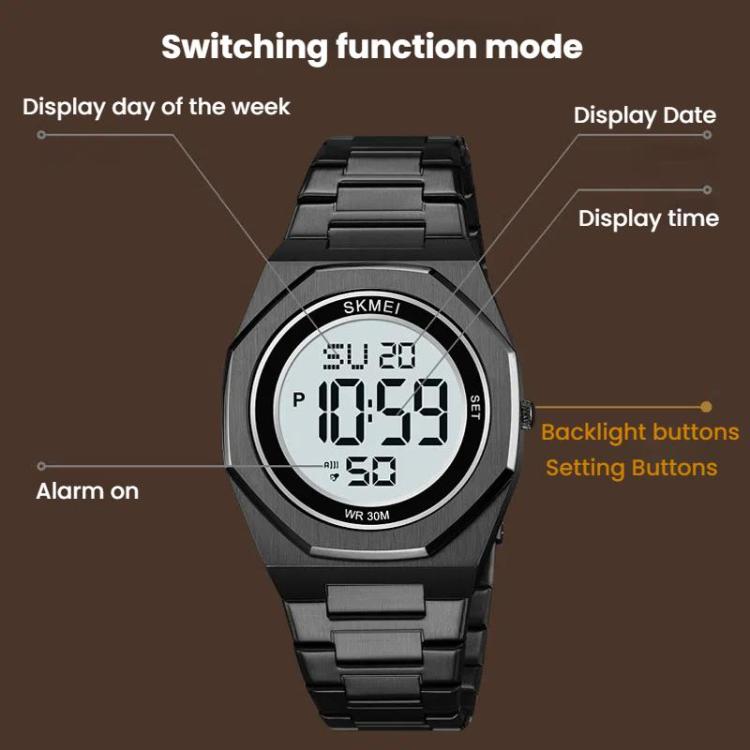 SKMEI 2479 Men Business Casual Multi-Function Chronograph Electronic Watch(Silver) by SKMEI