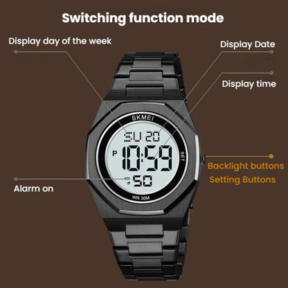 SKMEI 2479 Men Business Casual Multi-Function Chronograph Electronic Watch(Silver) by SKMEI