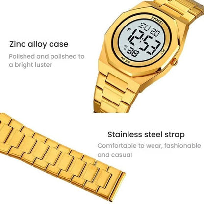 SKMEI 2479 Men Business Casual Multi-Function Chronograph Electronic Watch(Gold) by SKMEI