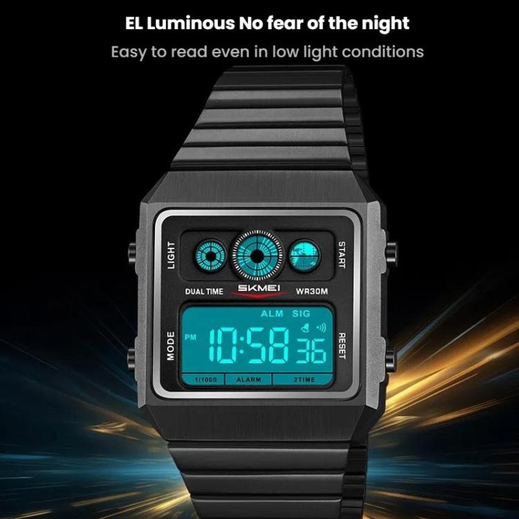 SKMEI 2450 Men Business Multifunctional Watch Casual Waterproof Square Electronic Watch(Gold) by SKMEI