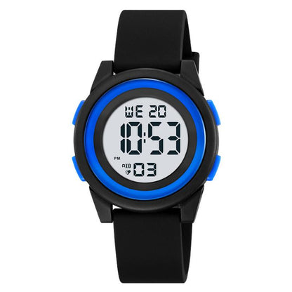 SKMEI 2429 Youth Electronic Watch Simple Outdoor Sports Watch(Black Blue) by SKMEI