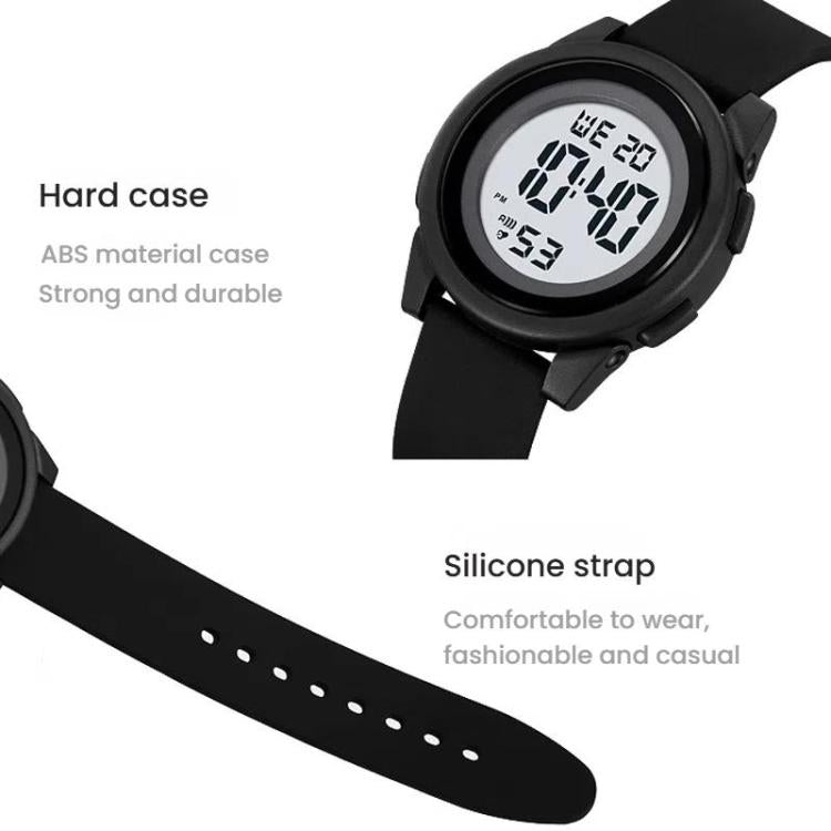 SKMEI 2429 Youth Electronic Watch Simple Outdoor Sports Watch(Black) by SKMEI