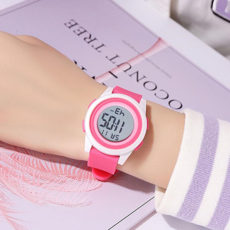 SKMEI 2429 Youth Electronic Watch Simple Outdoor Sports Watch(Pink Blue) by SKMEI