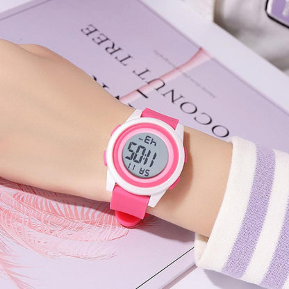 SKMEI 2429 Youth Electronic Watch Simple Outdoor Sports Watch(Pink Blue) by SKMEI