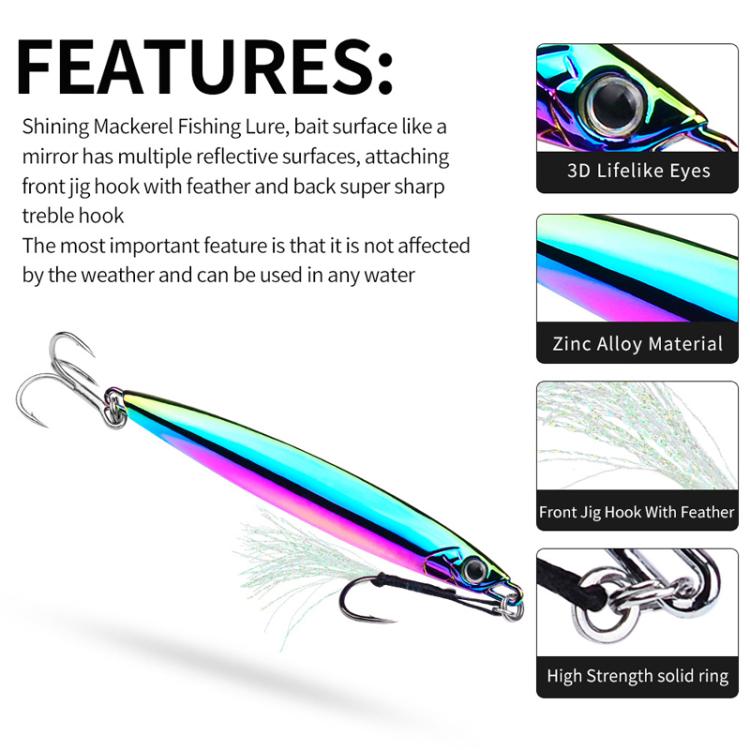 15g PROBEROS LF144 Zinc Alloy Lure Long-Distance Casting Fast-Draw Spanish Mackerel Mirror Bait(Colorful) by PROBEROS