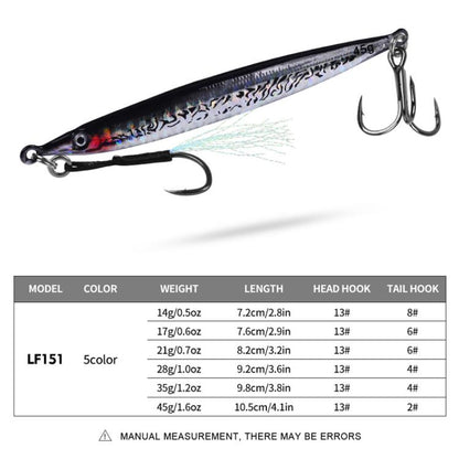 28G PROBEROS LF151 Long-Distance Casting Sinking Lure 3D Fast-Draw Sea Fishing Mackerel Hook(D) by PROBEROS