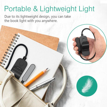 Hose Clip Book Light Night Reading Lamp Adjustable Brightness USB Rechargeable Book Clip Lights(8LED Long Strip Type-Black) by bashfashion