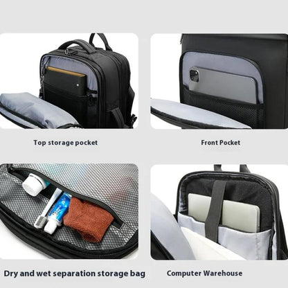 BANGE BG-3055 Men Large Capacity Shoulder Bag Expanded Capacity Business Travel Backpack(Black) by BANGE