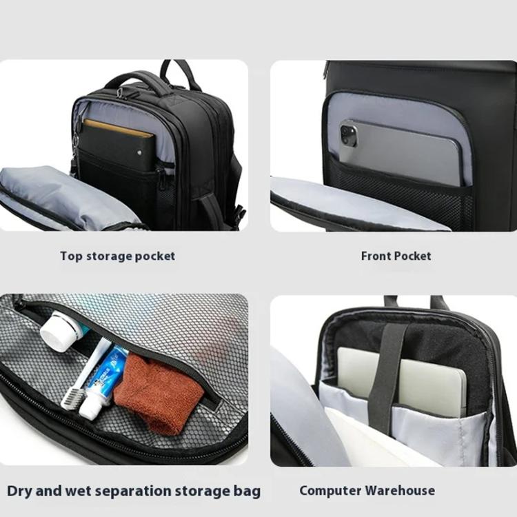 BANGE BG-3055 Men Large Capacity Shoulder Bag Expanded Capacity Business Travel Backpack(Gray) by BANGE