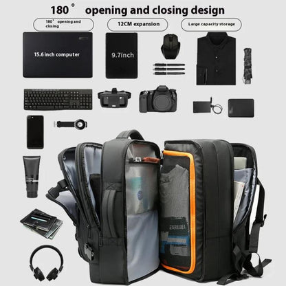 BANGE BG-3055 Men Large Capacity Shoulder Bag Expanded Capacity Business Travel Backpack(Black) by BANGE