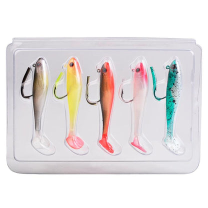 PROBEROS DW6092N6A 5pcs / Set T-Tail Lua False Bait Single Hook Full Swimming Submerged Imitation Soft Lure by PROBEROS