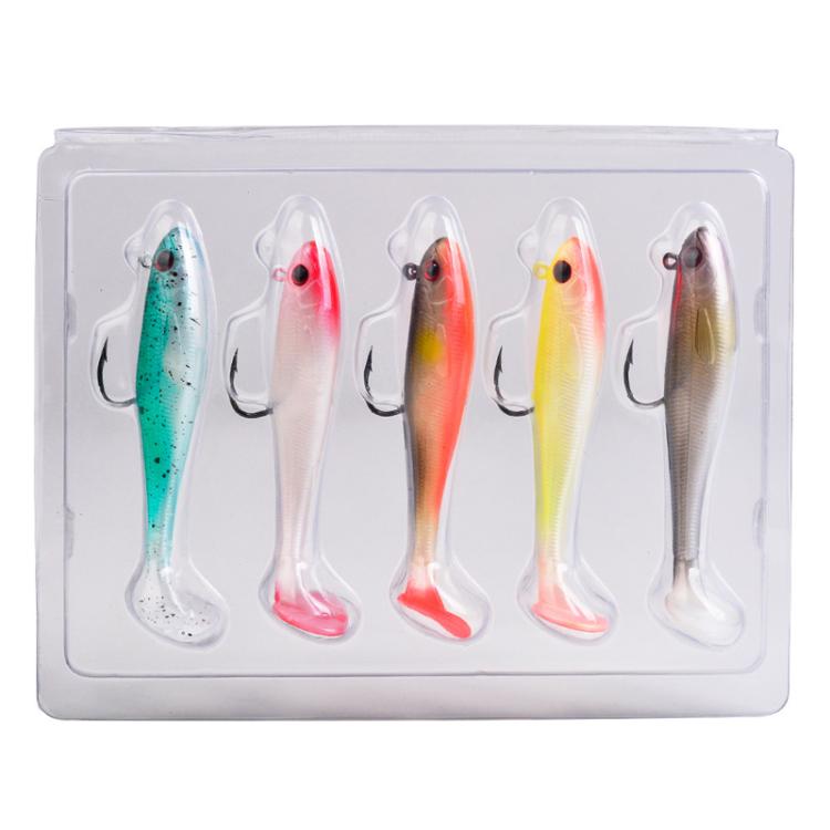 PROBEROS DW6092N12A 5pcs / Set T-Tail Lua False Bait Single Hook Full Swimming Submerged Imitation Soft Lure by PROBEROS