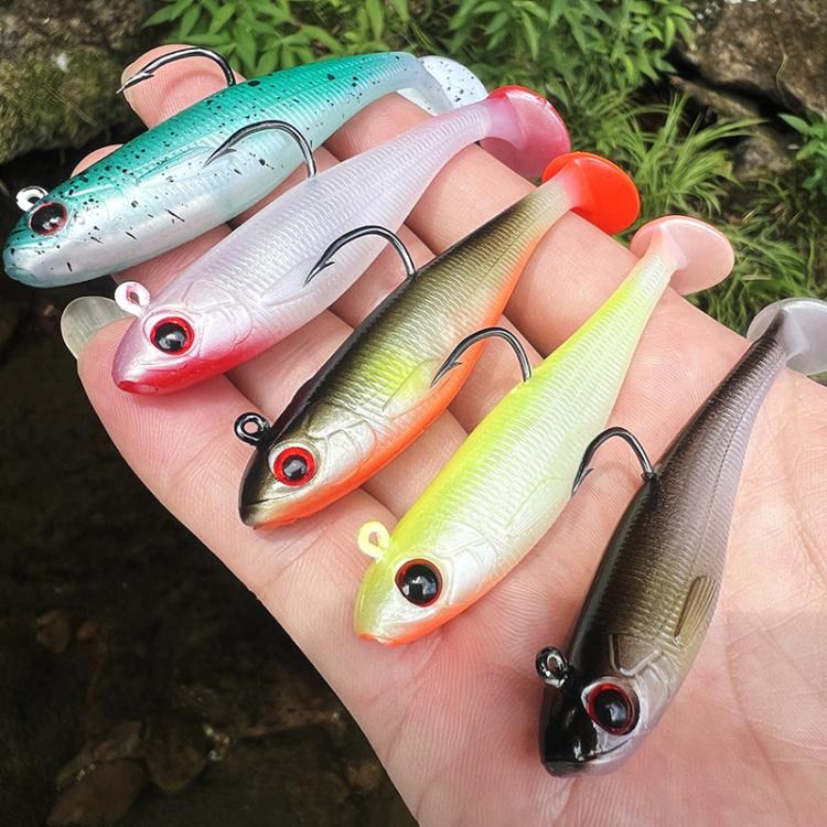 PROBEROS DW6092N6A 5pcs / Set T-Tail Lua False Bait Single Hook Full Swimming Submerged Imitation Soft Lure by PROBEROS