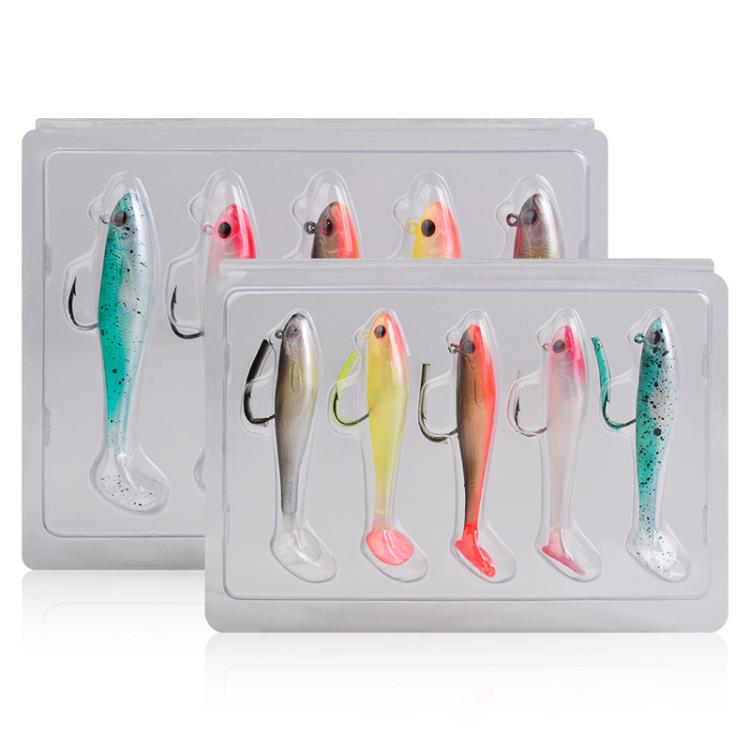 PROBEROS DW6092N6A 5pcs / Set T-Tail Lua False Bait Single Hook Full Swimming Submerged Imitation Soft Lure by PROBEROS