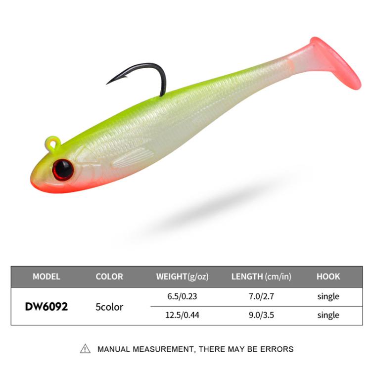 PROBEROS DW6092N6A 5pcs / Set T-Tail Lua False Bait Single Hook Full Swimming Submerged Imitation Soft Lure by PROBEROS