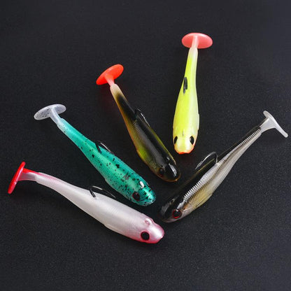 PROBEROS DW6092N6A 5pcs / Set T-Tail Lua False Bait Single Hook Full Swimming Submerged Imitation Soft Lure by PROBEROS