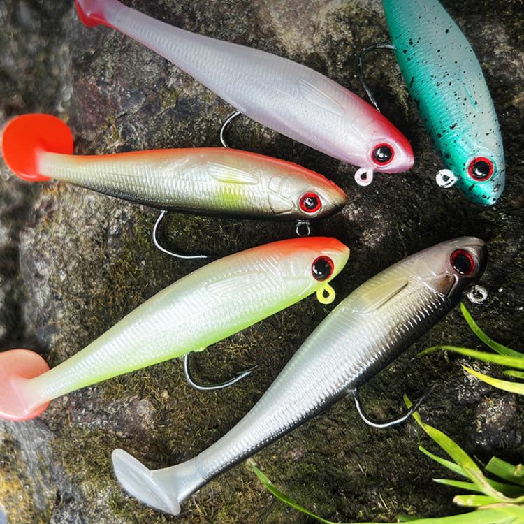 PROBEROS DW6092N6A 5pcs / Set T-Tail Lua False Bait Single Hook Full Swimming Submerged Imitation Soft Lure by PROBEROS