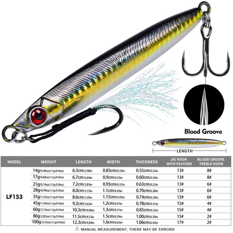 60G PROBEROS LF153 3D Fast Twitch Sea Fishing Road Runner Lure Long Casting Quick Sinking False Bait(C) by PROBEROS