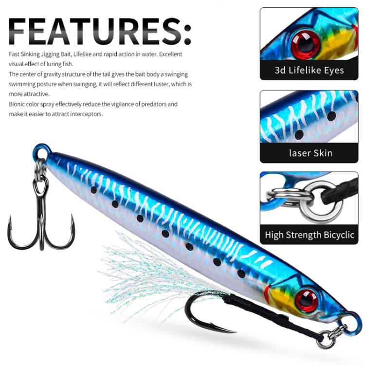 60G PROBEROS LF153 3D Fast Twitch Sea Fishing Road Runner Lure Long Casting Quick Sinking False Bait(B) by PROBEROS