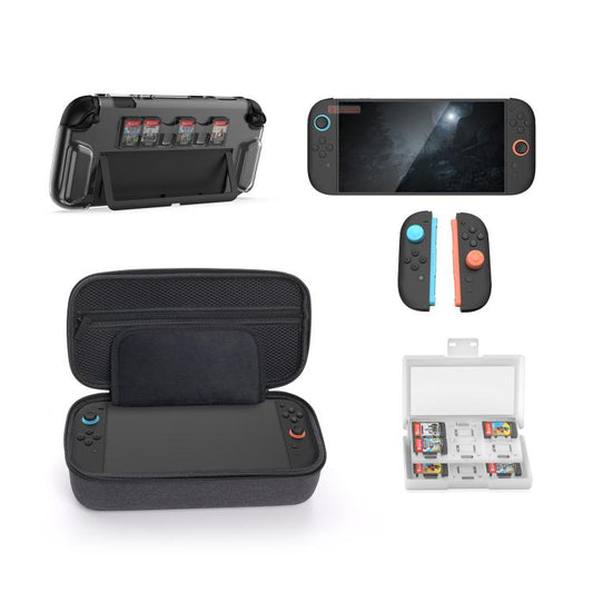 DOBE TNS-5112 For Switch 2 10 In 1 Host Storage Bag+Crystal Case+Tempered Film+Rocker Caps Drop Protection Set by DOBE