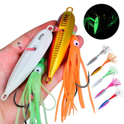 120G PROBEROS LF159 Luminous Bearded Squid Hook Slow Cranking Road Runner Iron Plate Bionic False Bait(C) by PROBEROS