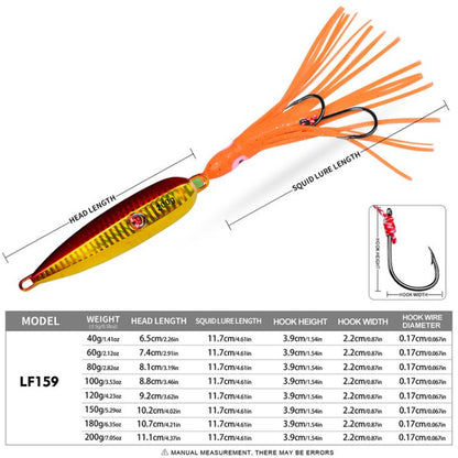 150G PROBEROS LF159 Luminous Bearded Squid Hook Slow Cranking Road Runner Iron Plate Bionic False Bait(E) by PROBEROS