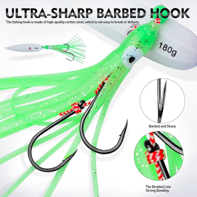150G PROBEROS LF159 Luminous Bearded Squid Hook Slow Cranking Road Runner Iron Plate Bionic False Bait(A) by PROBEROS