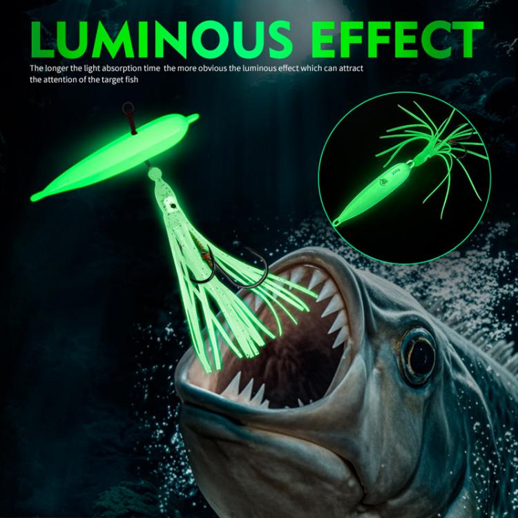 180G PROBEROS LF159 Luminous Bearded Squid Hook Slow Cranking Road Runner Iron Plate Bionic False Bait(E) by PROBEROS