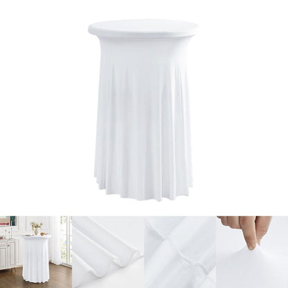 Simple Premium Feeling Business Conference Cocktail Bar Cover Round Sundress Stretch Table Cover, Size: 60x110cm(White) by bashfashion